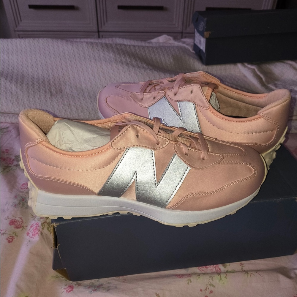 New Balance Women's Blush Pink Sneakers with Silver 'N' Accent